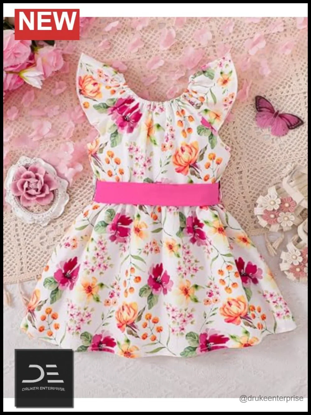 Kids Ruffle Sleeveless Floral Summer Sundress Polyester Blend Beach Party Outfit